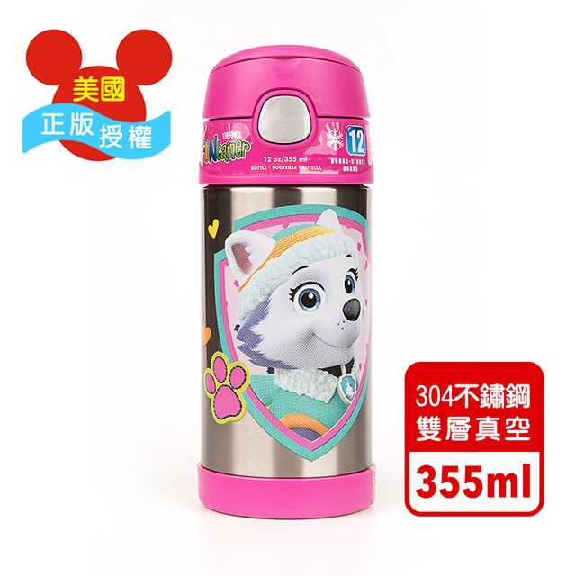 THERMOS 膳魔師 【美國】汪汪隊女孩 迪士尼不鏽鋼吸管水壺355ML