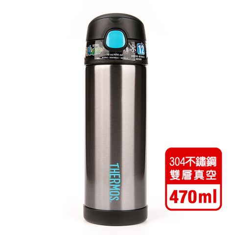 THERMOS 膳魔師 【美國】黑色不鏽鋼水壺470ML