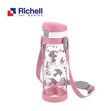 Richell 利其爾 第四代LC 450ml 直飲式冷水壺【附背帶】- 粉紅派對
