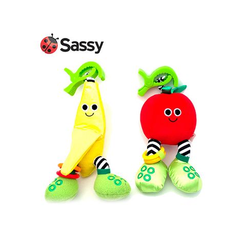 Sassy 美國  寶寶的水果伙伴-香蕉 & 蘋果(二入組)/安撫玩具