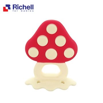 Richell 利其爾 寶寶咬咬系列固齒器 - 蘑菇(附盒)