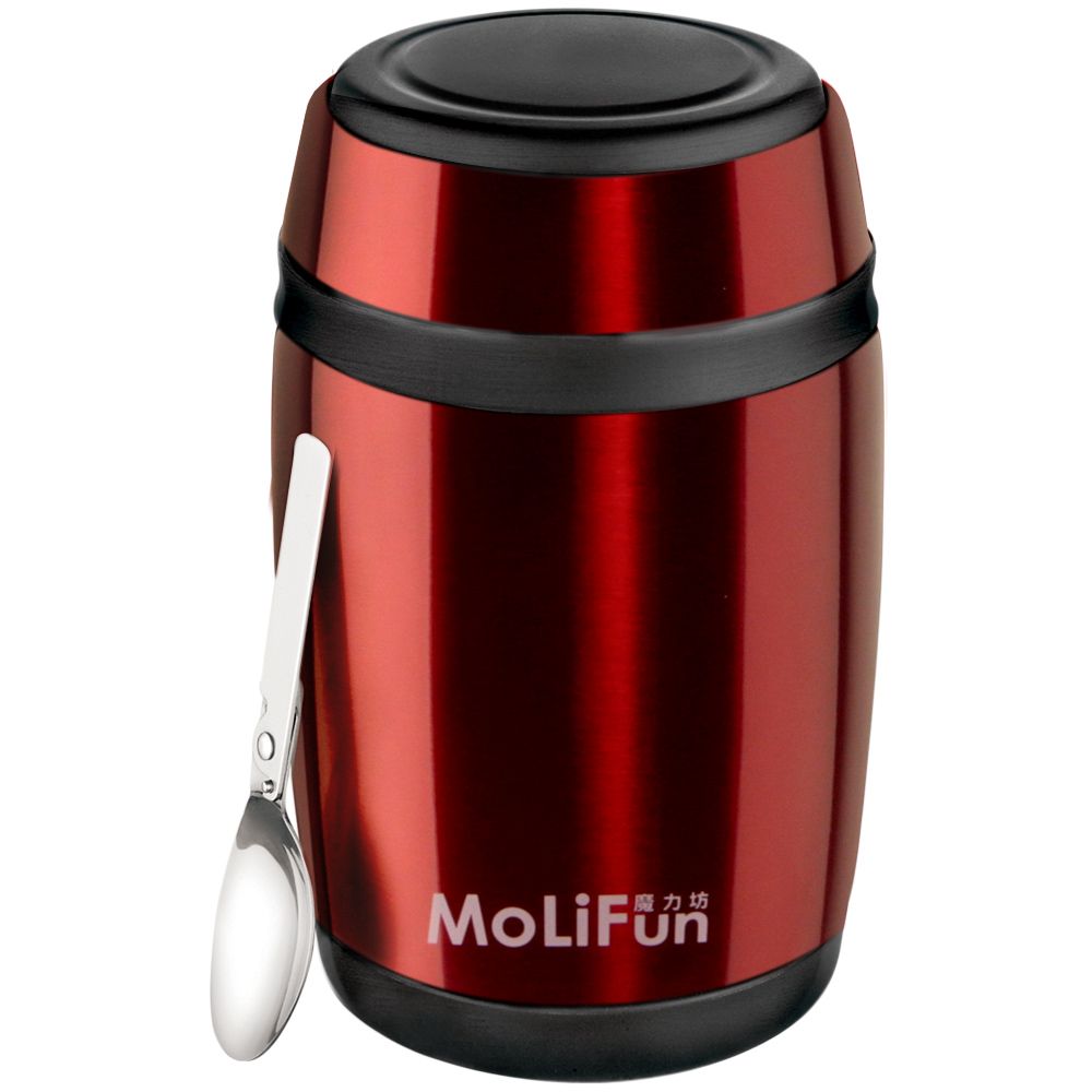 MoliFun 魔力坊  不鏽鋼真空保鮮保溫罐/燜燒罐/食物罐550ml-寶石紅