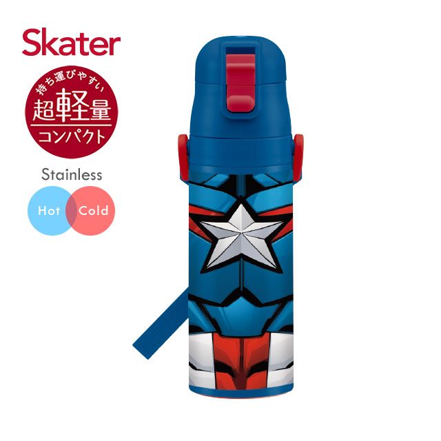 SKATER 不鏽鋼直飲保溫水壺(470ml)美國隊長