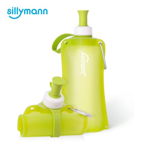 sillymann 【韓國】 100%簡約便攜捲式鉑金矽膠水瓶-550ml-蘋果綠