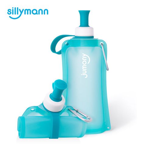 sillymann 【韓國】 100%簡約便攜捲式鉑金矽膠水瓶-550ml-薄荷藍