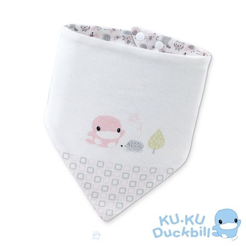 《KUKU酷咕鴨》竹纖有機棉格紋三角領巾-粉色仙境