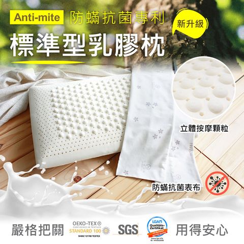 鴻宇HongYew 美國棉授權 防蹣抗菌標準型乳膠枕2入