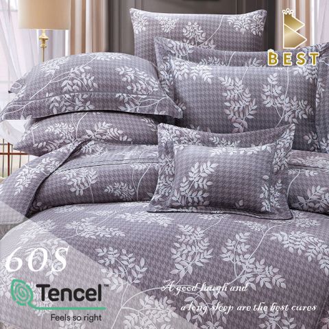 雙人_60支頂級天絲兩用被床包組/100%TENCEL 查布爾-灰
