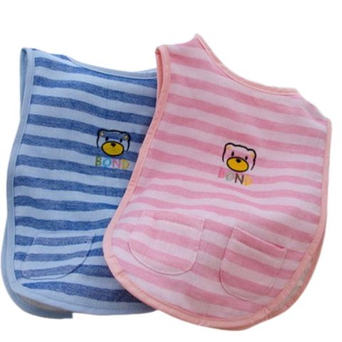 胖的熊雙層棉紗穿戴式圍兜-粉色(單入)【台灣興隆毛巾製】