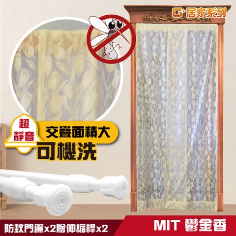 【G+居家】透氣紗防蚊門簾 (鬱金香)-2件組