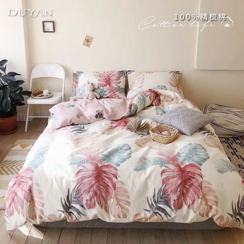 《DUYAN 竹漾》台灣製 100%精梳棉單人床包二件組-晴光暖風