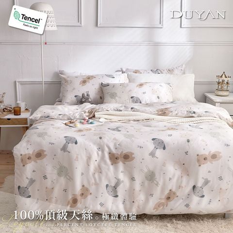 《DUYAN 竹漾》100%頂級萊塞爾天絲-雙人加大床包被套四件組-萌物遊行
