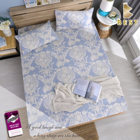 BEST貝思特_雙人天絲床包枕套三件組-華爾滋(3M吸濕排汗專利技術)