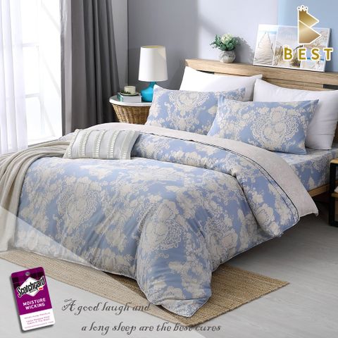 BEST貝思特_加大天絲兩用被床包組-華爾滋(3M吸濕排汗專利技術)