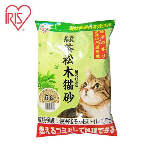 【3包組】IRIS 綠茶松木木屑砂5L