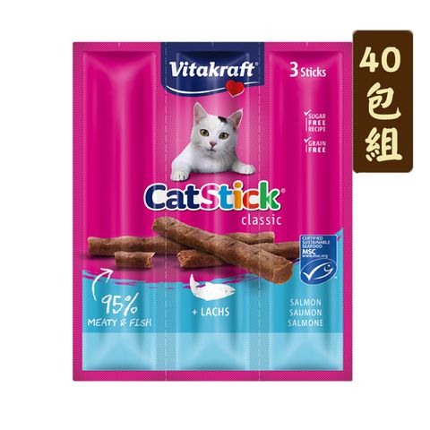 【40入組】德國Vitakraft VITA貓快餐 鮭魚貓肉條18g