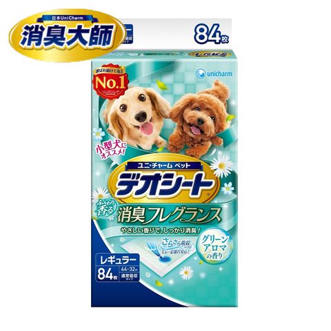 【Unicharm嬌聯】日本製消臭大師小型犬專用狗尿墊/犬尿墊/狗尿布(森林香)M號單包84入