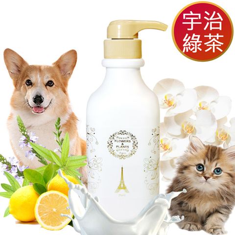 Flowers&Plants 愛戀花草 綠茶精油-護膚除臭寵物沐浴乳1000ML+潤絲精1000ML