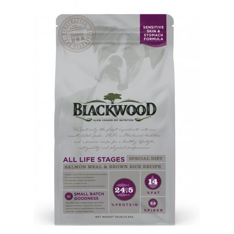 【BLACKWOOD柏萊富】功能性全齡腸胃保健(鮭魚+米)犬飼料/乾糧-30LB(13.6kg)