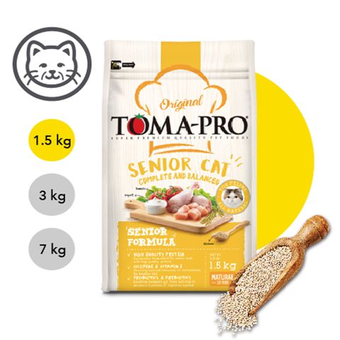 【TOMA-PRO優格】經典系列 高齡貓 高纖低脂配方 雞肉+米 1.5kg