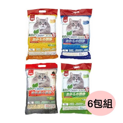 【六包組】艾可豆腐貓砂7L(原味/玉米/綠茶/活性碳)