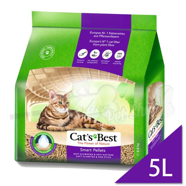 CATS BEST 凱優 Cats Best 優質凝結木屑砂-紫標-長毛貓專用【5L X4 入】