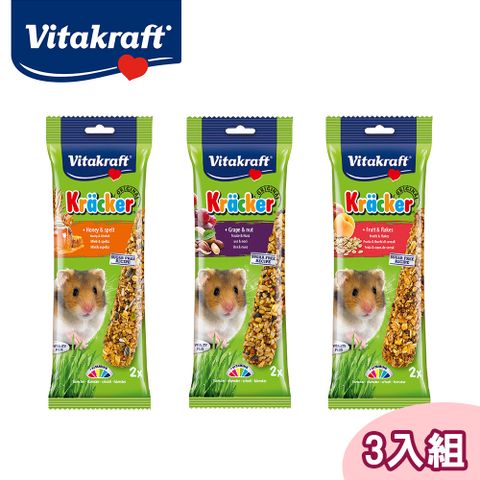 Vitakraft 【3包組】大頰鼠點心棒棒糖/鼠用零食/天竺鼠零食(蜂蜜/花生堅果/水果百匯)單包2入