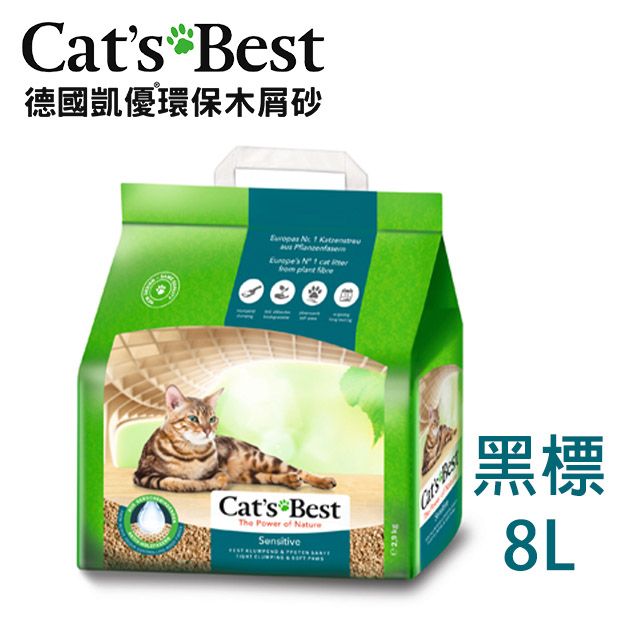 CATS BEST 凱優 【CATS BEST】德國強效除臭凝結木屑砂2.9kg(黑標-8L)