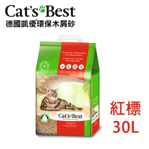 【CAT’S BEST】德國凱優 凝結木屑砂 30L 紅標 (13KG)