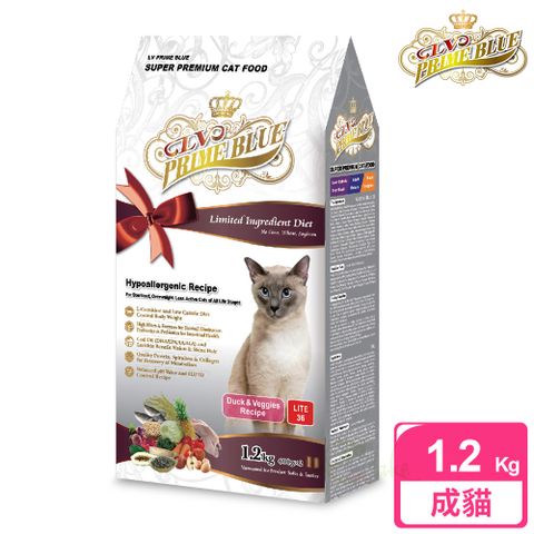 【LV藍帶精選】低卡貓-成貓 熟齡貓 1.2kg(鴨肉蔬果 + 膠原蛋白)