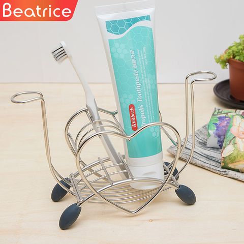 【Beatrice碧翠絲】不鏽鋼創意心型牙刷杯架
