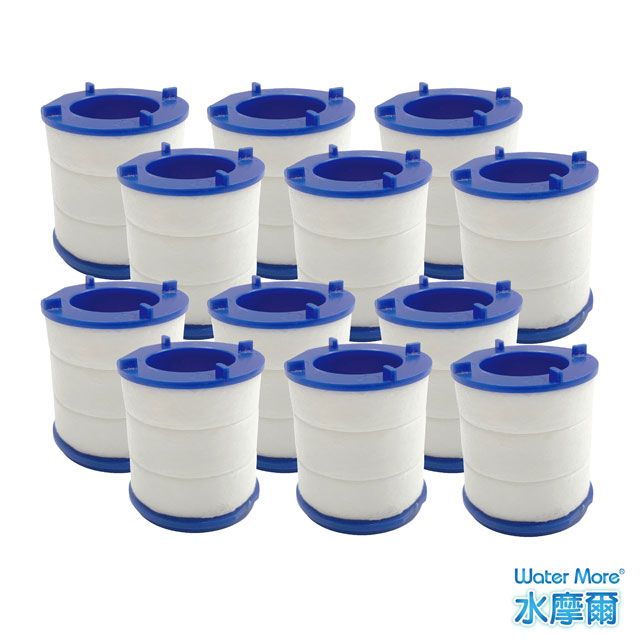 Water More 水摩爾 透明PP高密度濾棉除氯過濾器-專用替換濾芯(12入) 除氯淨水器 廚房 pp濾心過濾雜質鐵鏽汙垢 安裝於衛浴龍頭濾水器