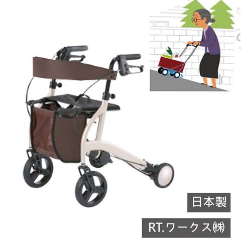 【感恩使者】電動散步購物車 W2011-白金色 折疊式 日本製-助行器 助步器 步行推車