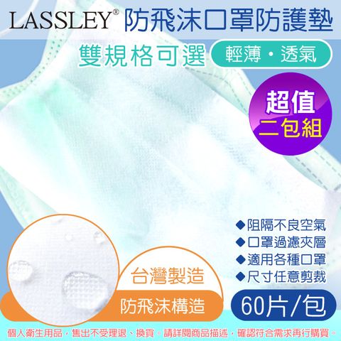 【LASSLEY】防飛沫口罩防護墊/濾片-60片裝x2包