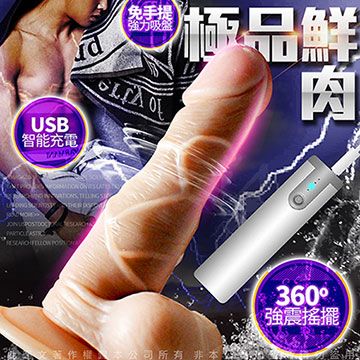 Sex Toys 多金四少 USB充電+旋轉搖擺 仿真陽具 巨大肉棒 逼真老二 按摩棒 極品鮮肉