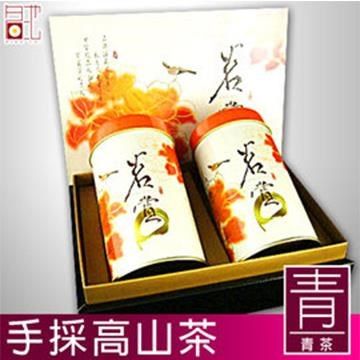 MingChi Tea 名池茶業 【南紡購物中心】 高山茶手採茶葉禮盒-青茶清香款150克x2罐(茗賞款)附贈提袋x1