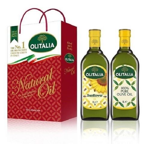 【南紡購物中心】 Olitalia奧利塔純橄欖油+葵花油禮盒組1000mlx各1瓶