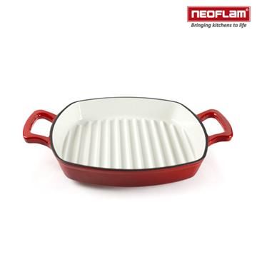 NEOFLAM 【南紡購物中心】 韓國 28cm厚釡琺瑯鑄鐵牛排煎鍋 NF-CI-G28