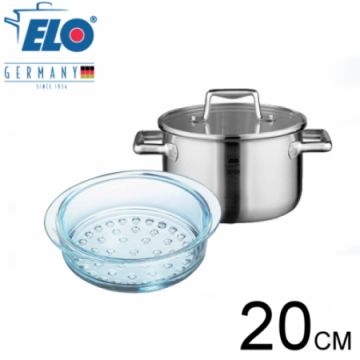 【南紡購物中心】 《德國ELO》Multilayer 不鏽鋼雙耳湯鍋20CM(送法國玻璃蒸籠)