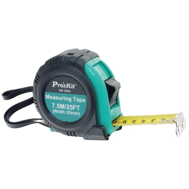 ProsKit 寶工 耐摔型高彈力自動回彈7.5米捲尺DK-2042(長7.5米/寬25mm;尺帶高彈性鋼片製)
