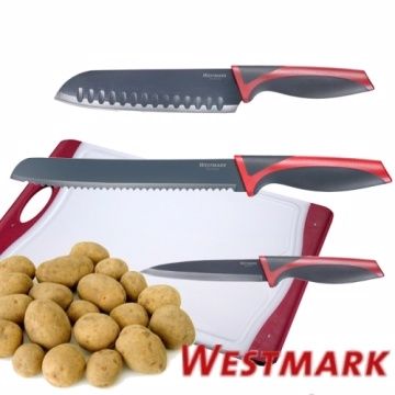 【南紡購物中心】 《德國WESTMARK》廚房好用3刀組(水果刀+麵包刀+日式氣孔刀)