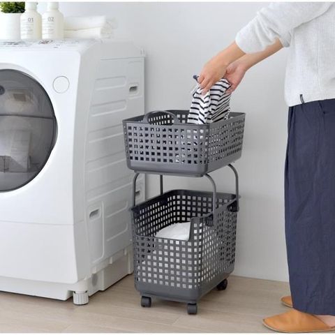 【南紡購物中心】 日本LIKE IT 北歐風可堆疊組合式收納洗衣籃(整組)