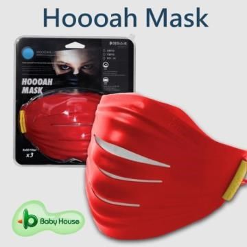 【南紡購物中心】 Hoooah Mask OFNGUARD 3D雙劍守護神無毒雙層防護明星時尚口罩-面罩+3入補充濾材-紅色
