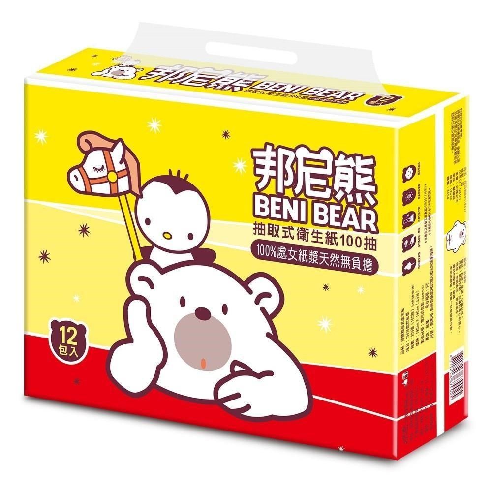 Benibear 邦尼熊 【南紡購物中心】 【BENI BEAR】抽取式衛生紙100抽12包6袋