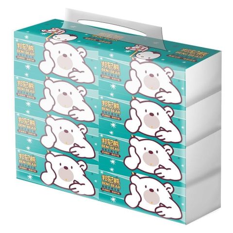 【南紡購物中心】 【BENI BEAR邦尼熊】抽取式花紋衛生紙130抽8包10袋