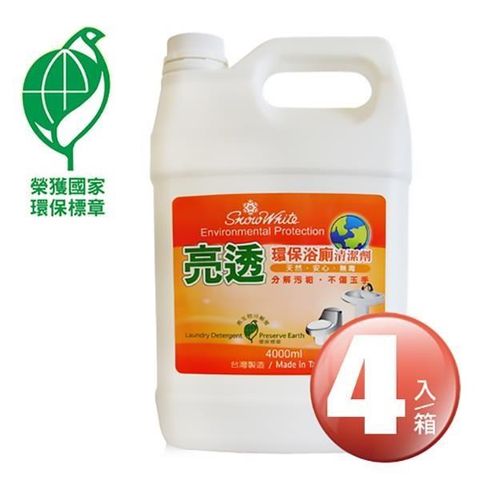 白雪 【南紡購物中心】 -環保浴廁清潔劑 (4000ml*4入箱)