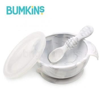 Bumkins 【南紡購物中心】 美國  寶寶矽膠餐碗組(大理石紋)