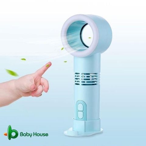【南紡購物中心】 [ Baby House ] 韓國創意手持無葉安全風扇/可擕式風扇(美顏補光夜燈)藍色