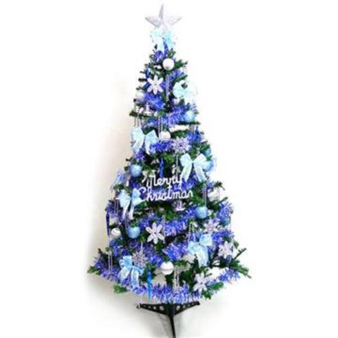 【南紡購物中心】 【聖誕限定】幸福5尺/5呎(150cm)一般型裝飾綠聖誕樹 (+藍銀色系配件)(不含燈)