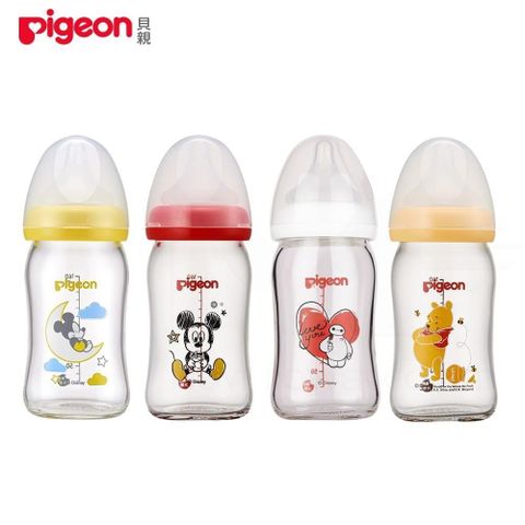 【南紡購物中心】 日本《Pigeon 貝親》迪士尼寬口玻璃奶瓶-160ml